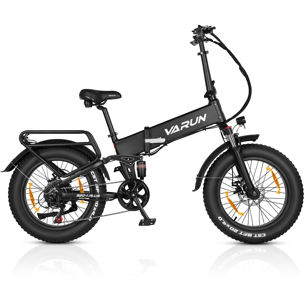 VARUN Folding Electric Bike for Adults - Peak 500W Fat Tire Electric Bike with 48V 13Ah Anti-Theft Battery - Full Suspension Ebike for All Terrains Up to 25+MPH, 60+ Miles