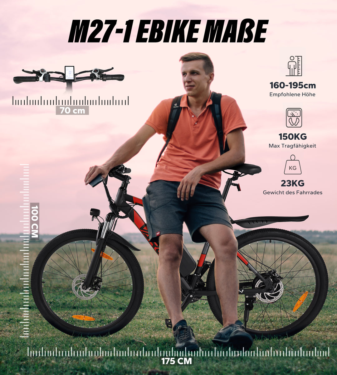 Varun Altus-Pro 27,5" 21-Gang-E-Bike mit APP und USB-Telefonaufladung