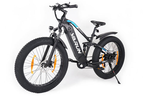 Fat Tire E-Mountainbike Pedelec Vollgefedertes All-Terrain-Elektrofahrrad 90 Nm abnehmbarer Akku große Reichweite – Varun Ballistic 26'' E-Bike